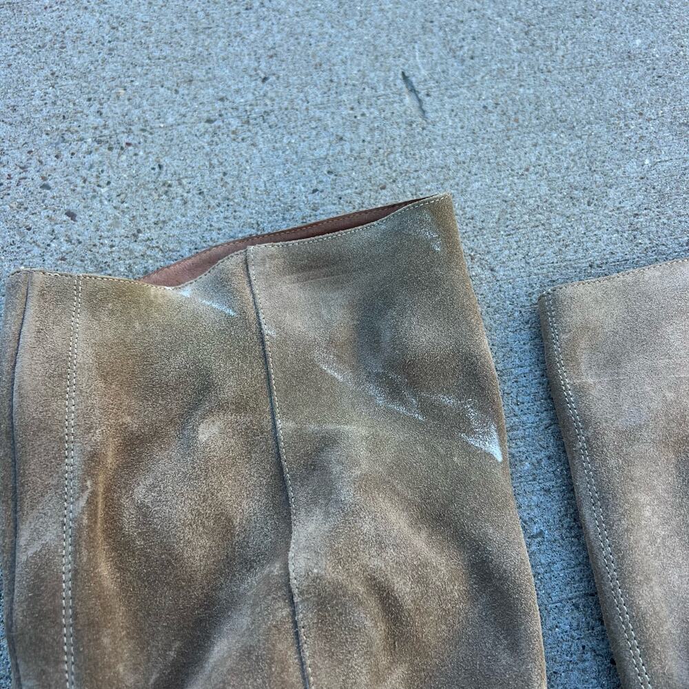 Free People Elle Suede Leather Beige Souchy Heeled Knee High Boots Size 40 - Picture 5 of 6